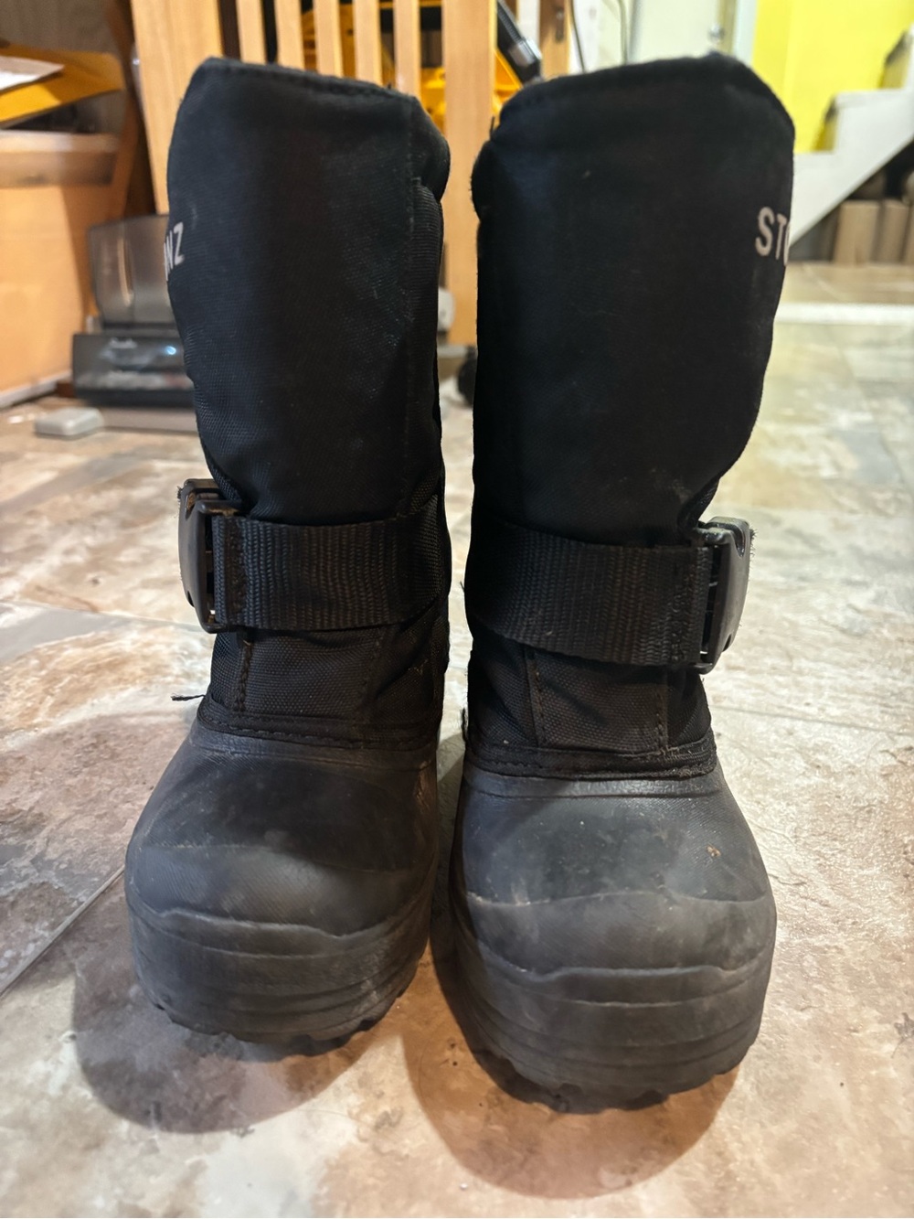 Stonz Black Winter Boots with Buckle Strap